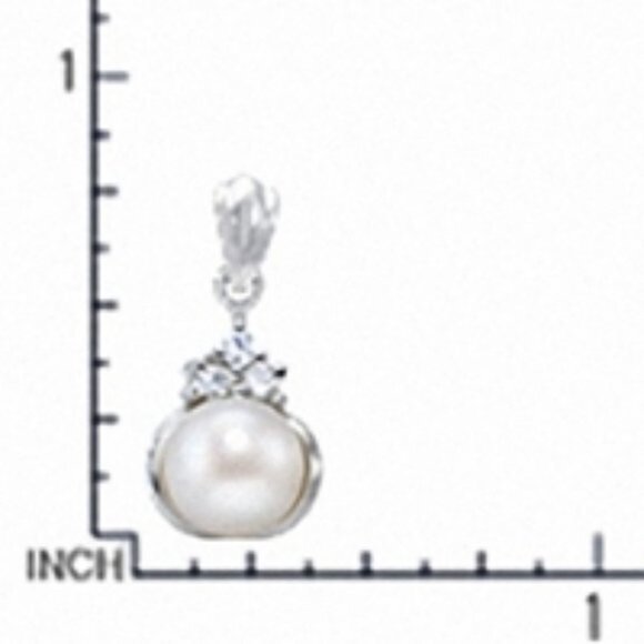 NWT Edwardian Cultured Freshwater Pearl and White Crystal 925 Silver w/16" Chain - Picture 2 of 3